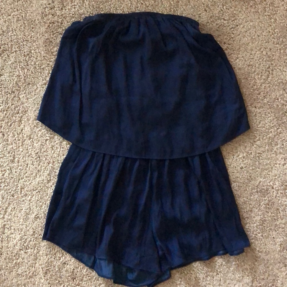 Navy silk romper